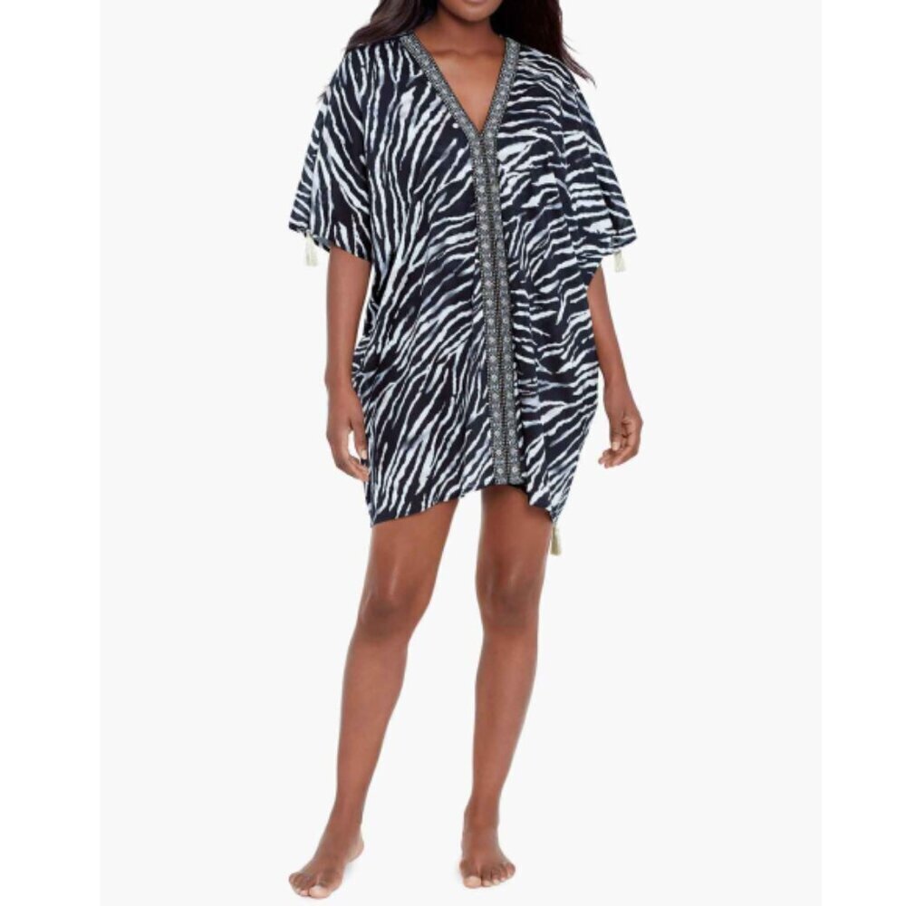 Miraclesuit 'Tigre Sombra' Swimsuit Cover-Up Caftan, Black/White